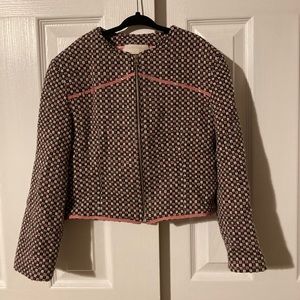 Mila Schon Girls Wool Blend Black, Pink & White Check Jacket Made In Italy